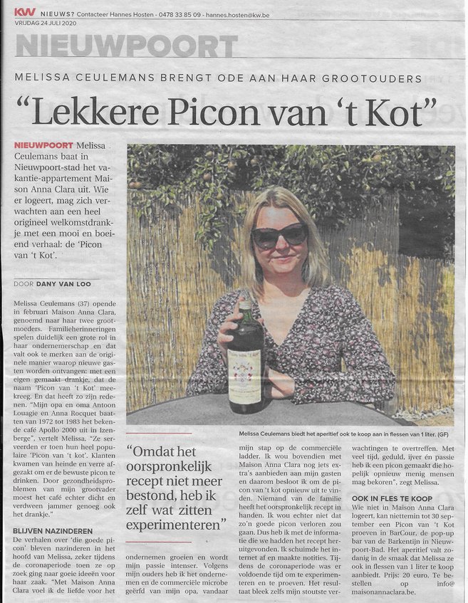 Picon van 't Kot in de Krant van West-Vlaanderen